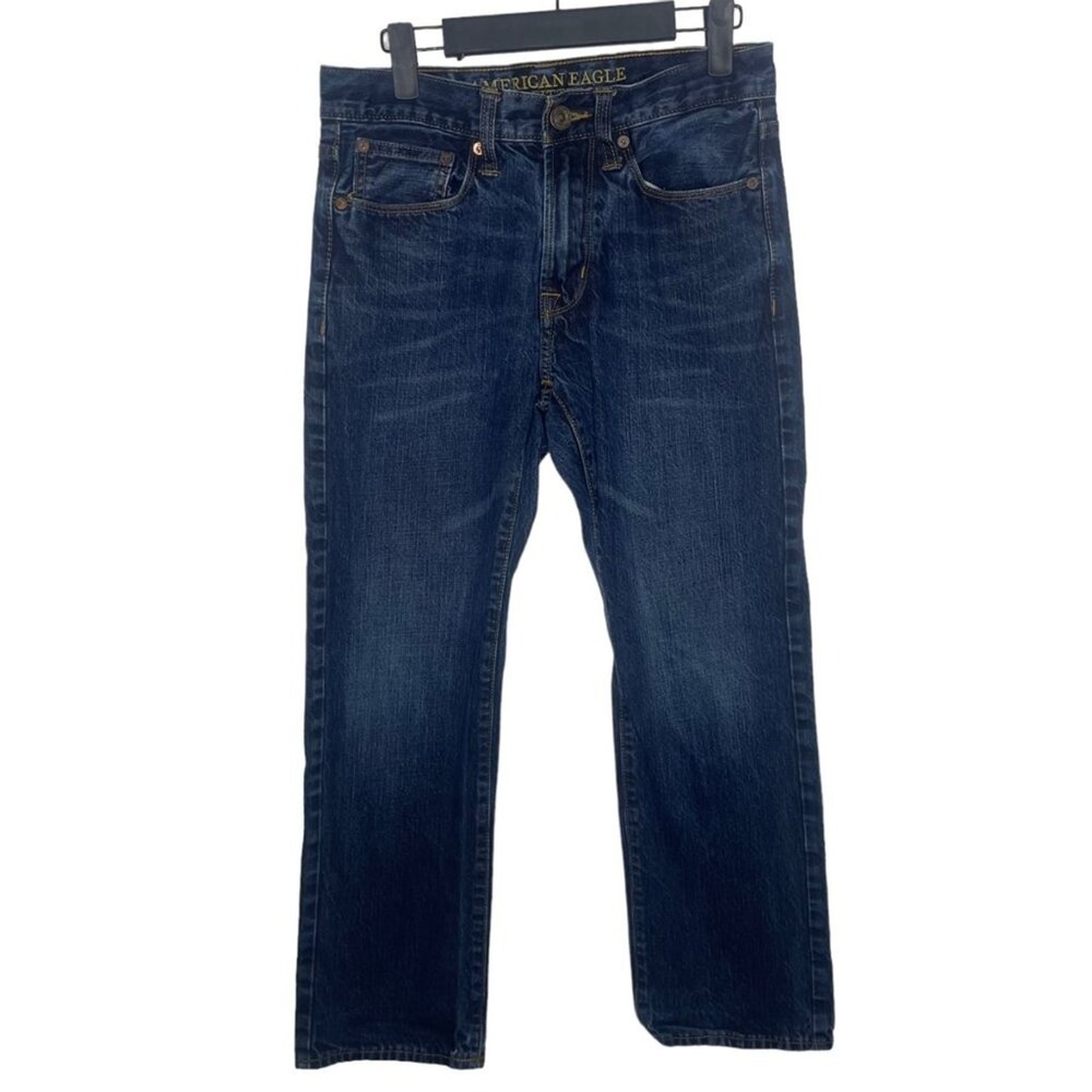 American Eagle Slim Straight Jeans Mens 28x28 Dark Wash Blue Denim 100% Cotton